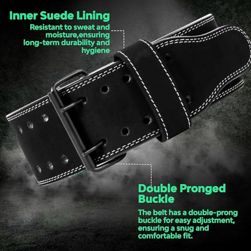 Image of StarX Gym Belt for Weight Lifting Adjustable Powerlifting Belt for Men & Women, Deadlift & Squat Support, Heavy-Duty Back & Waist Protection (XL, Panther Suede leather, Black)