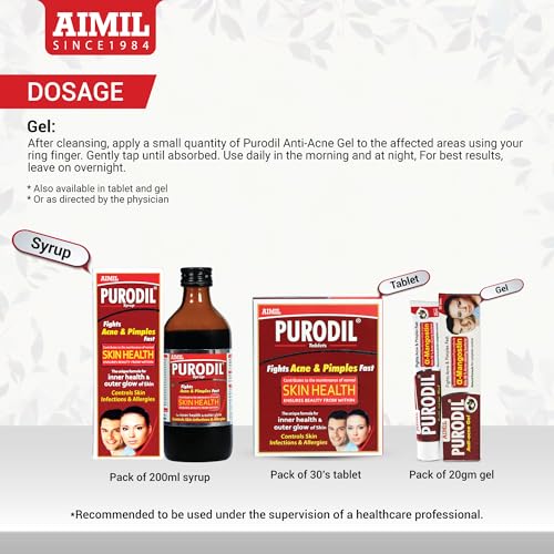 Image of AIMIL Purodil Gel - 20gm | For Pimple and Acne free Skin with α Mangostin, Neem & Manjishtha | Antiallergic & Anti-infective