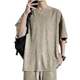 [Aaronlive] 夏服メンズ 半袖 tシャツ 大きいサイズ 五分袖 軽い柔らかい シルエット おしゃれ ファッション メンズ 人気 無地 tシャツ 春夏服 kaqi L