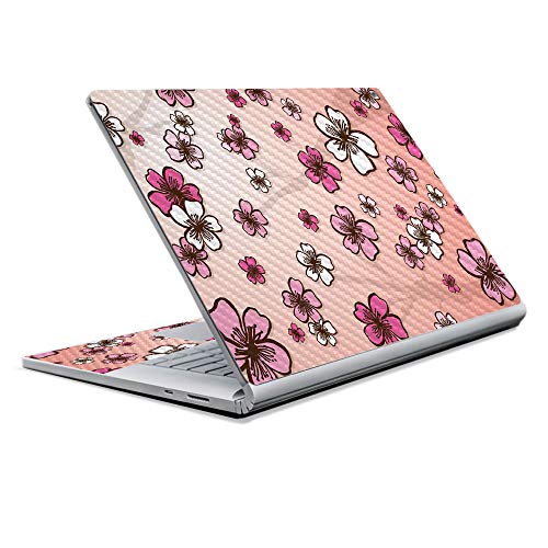 Image of MightySkins Carbon Fiber Skin for Microsoft Surface Book 2 13 inch (2017) - Cherry Blossom,Protective, Durable Textured Carbon Fiber Finish,Easy to Apply, Remove, and Change Styles,