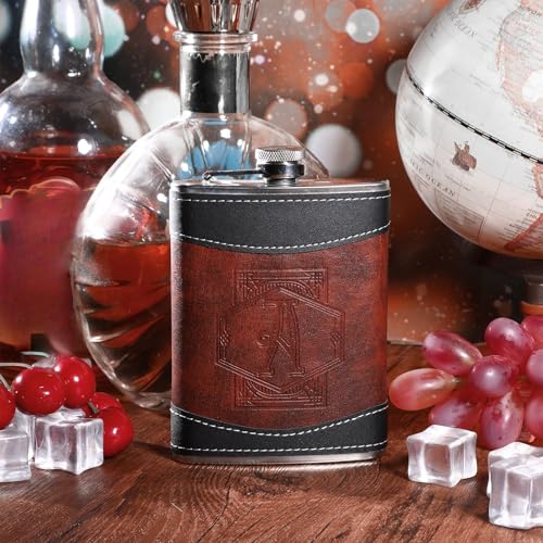 image for Baderke Personalized Groomsmen Flask 8 oz Stainless Steel Monogram Hip