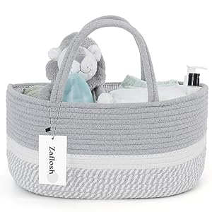 Baby Diaper Caddy Organizer – 15×9.6×7 Large Diaper Caddy – Storage Organizer for Baby Nursery Essentialsl, Diaper Organizer for Changing Table – Portable Nursery Storage Basket – Gray