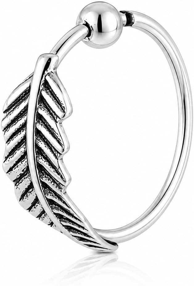 925 Sterling Silver Leaf Nose Ring & upper helix earring For Women (10mm- 1PC)