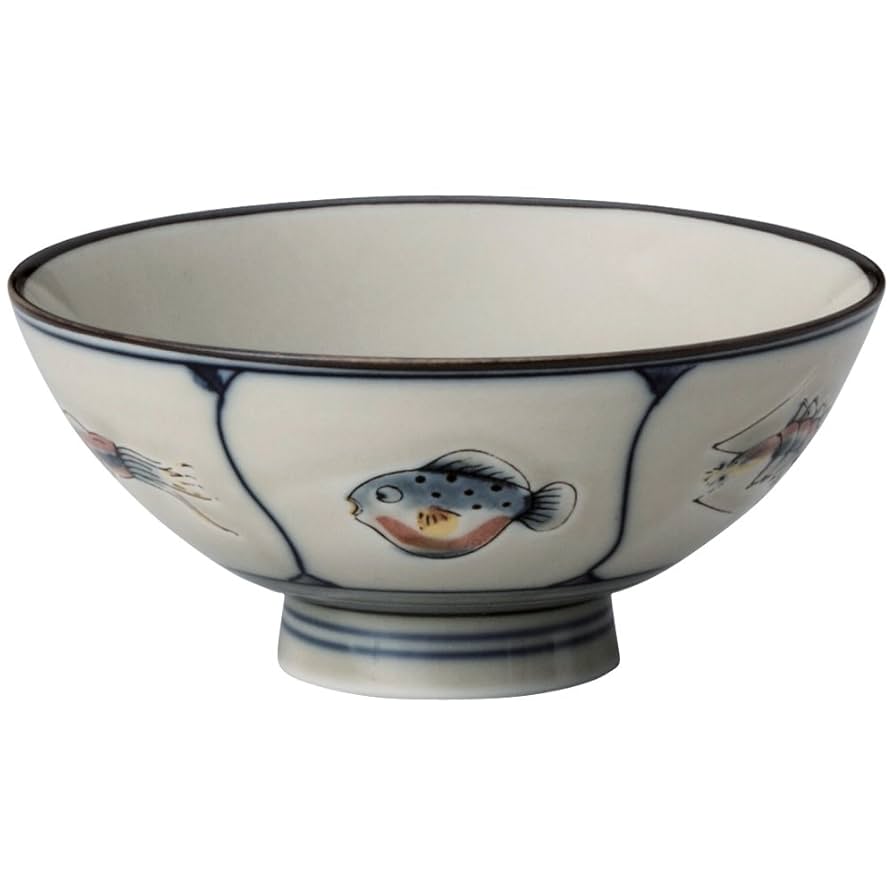 Amazon.co.jp: 山下工芸 飯碗 磁器 φ11.8×5.2cm 撥水魚中平