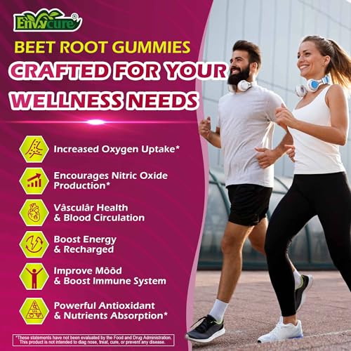 Image of Organic Beet Root Gummies with L-Citrulline & L-Arginine, Nitric Oxide Supplements for Men and Women, Grape Seed, Pomegranate, Saffron for Circulation, Vascular & Vitality, Vegan, Sugar Free, 120 Cts
