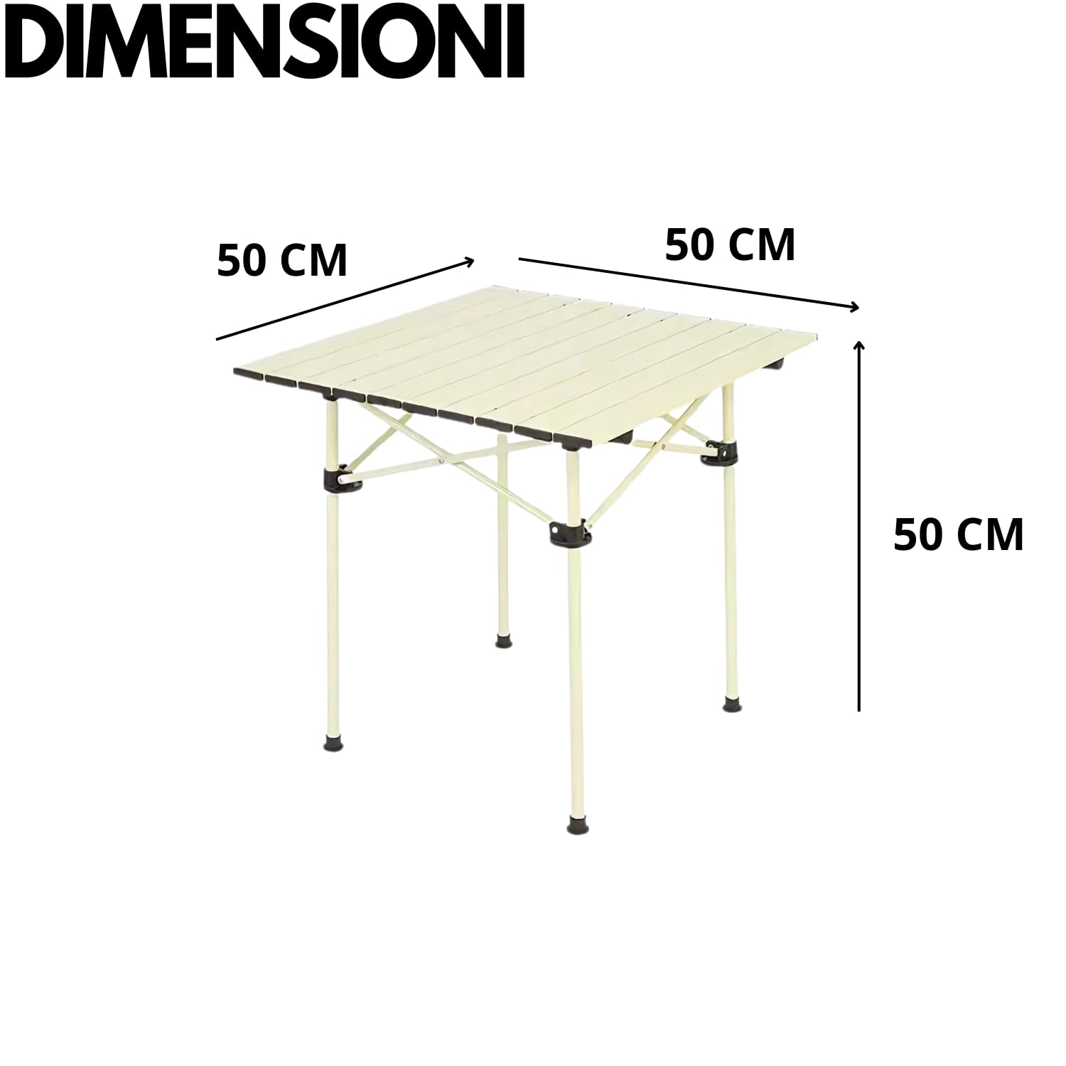 Tavolino Pieghevole Salvaspazio Piccolo Tavolo Alluminio Dimensioni 50 x 50 x 51 cm Portatile Richiudibile Campeggio Picnic Balcone Spiaggia Casa Interni Esterni