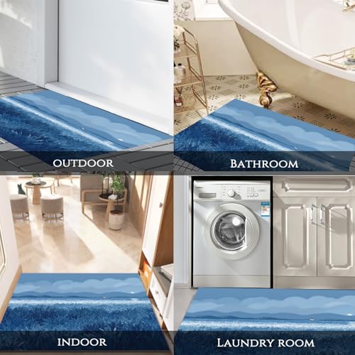 Tapis salon antidérapant lavable en machine herbe aquarelle 45x75 - 8