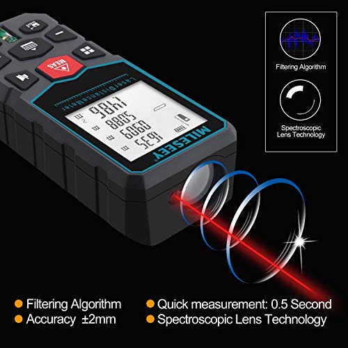 Trena a laser Mileseey, medidor de distância de 40 m, dispositivo com precisão de ± 2 mm com modo de