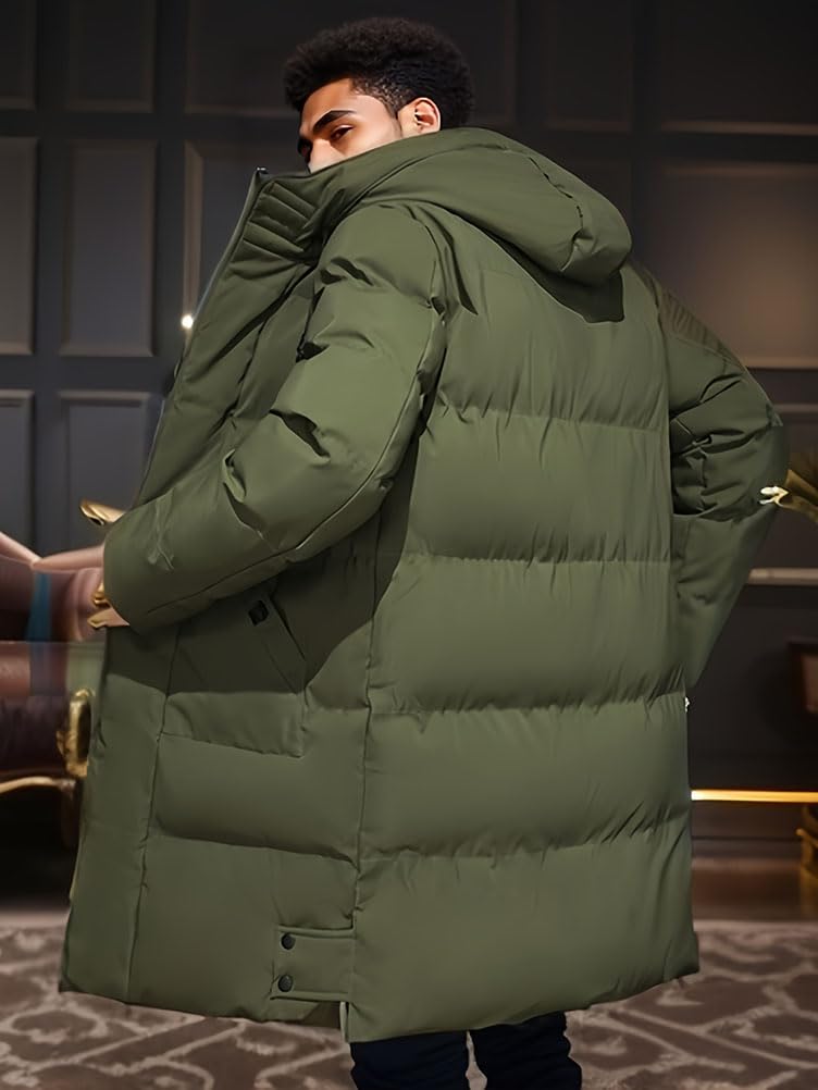 Hombres Chaquetas de Abrigo Largos con Capucha Casual Parka Chaqueta de Plumas Básica Abrigo de Invierno Manga Larga Down Jacket Chaqueta de Plumón