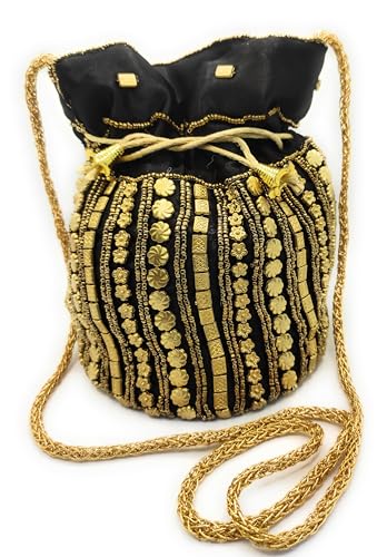 belelle Bolsos Bombonera HIndu | Bolso Bombonera Mujer Fiesta | Bolso de Mano de Mujer | Bolso Dorado | Bolso Bandolera | Bolsa Saco | Bolso Boda (Black)
