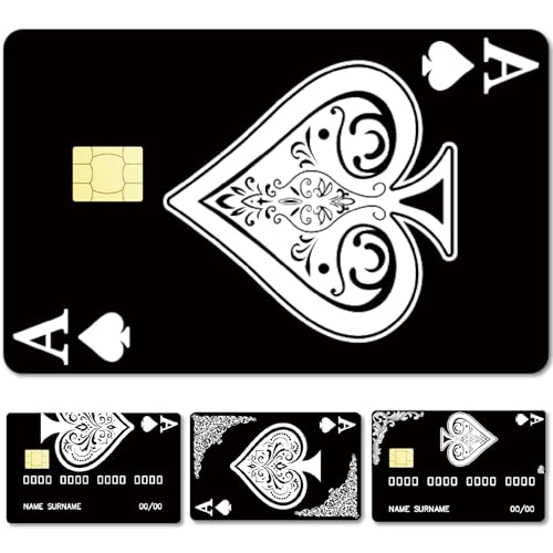 Photo de CREATCABIN 4 Autocollant pour Carte de Débit Ace of Spade Protection Amovible et Étanche pour Cartes Bancaires pour Transport Clé Carte de Crédit 8.6x5.4cm