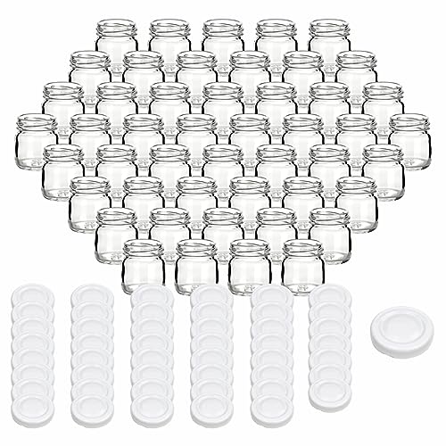 gouveo 48er Set Einmachgläser 40 ml Mini mit Schraubdeckel weiss - Mini Vorratsgläser mit Drehverschluss TO43 - Mini Schraubglas zum… – Ansicht 1