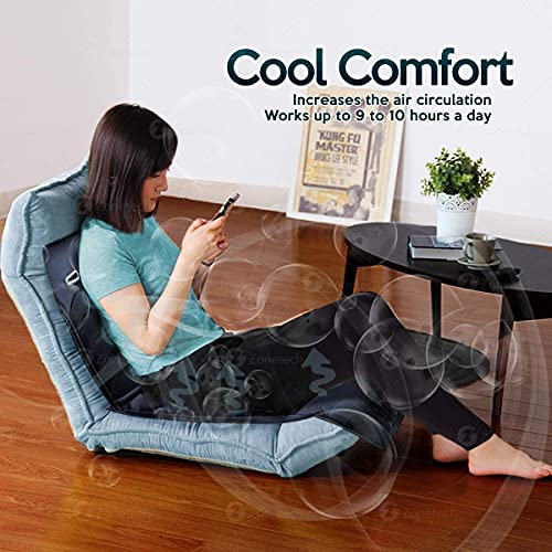 Image of AZOD Polyester Cooling Car Seat Cushion, Ventilated Pad With Built-In Fans, Large Air Volume, Comfortable Breathable, For Cars Trucks, Keep Cool Comfort, Black