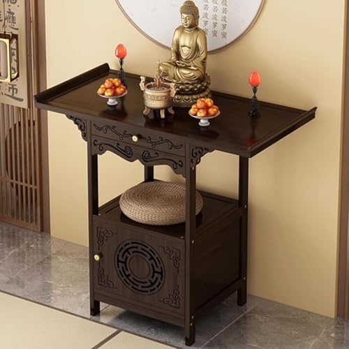 Solid Wood Shrine Altar Table, Buddhist Prayer Cabinet, Day of