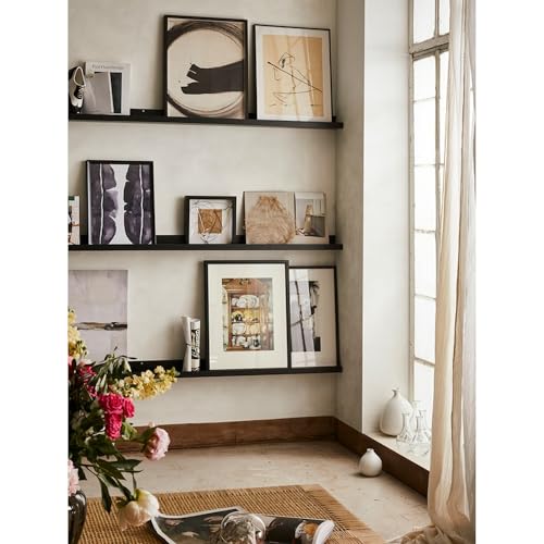 Image of 24 Inch Set 2 Black Wall Shelf - Metal Floating Shelf for Wall, Wall Mounted Shelves, Modern Wall Shelf for Bedroom & Living Room Storage, Minimalist Wall Mount Shelf (60.96 CM Long X 24 CM deep)