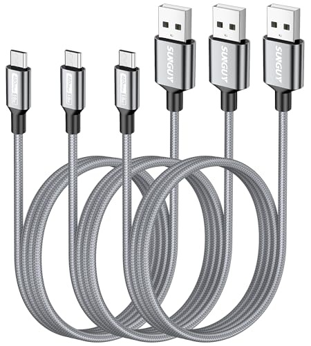 SUNGUY Cable Micro USB, [3 Piezas 1m] Cable de Carga Micro USB Tr...