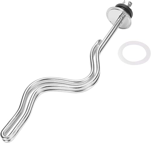 DERNORD Calentador de agua de inmersión de acero inoxidable con elemento calefactor de ondulación de triple abrazadera de 240 V 4500 W con enchufe