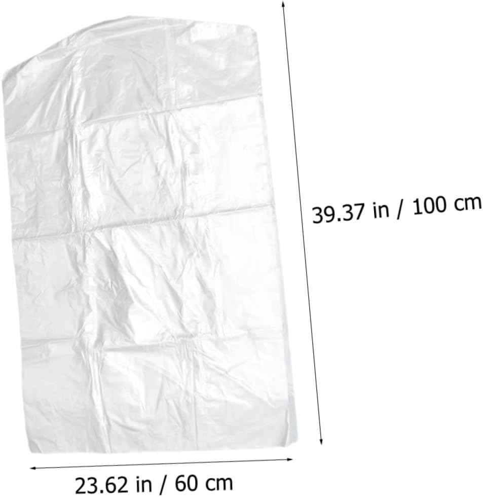 100pcs Disposable Dust Clothing Covers Premium PP Dry Cleaner Bags for Suits Coats Garments Reusable or Single Use Clothing Protectors for Dry Cleaning Storage