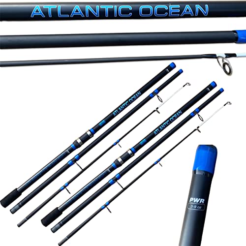 2 Lidsters Fishing Blue Atlantic Ocean Sea Beach Pier Fishing Rod 14ft 3pc 3-9oz