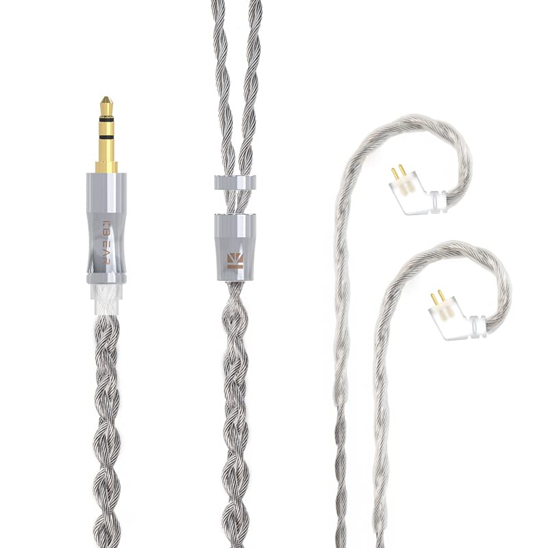 Câble IEM Kbear st7 de mise à niveau tressé 4 brins cuivre OFC plaqué argent 2PIN 4.4mm