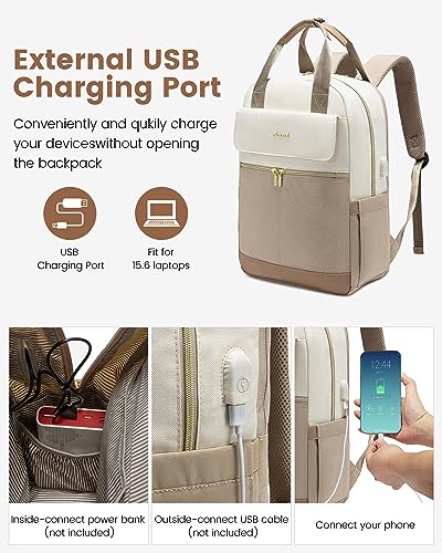 Lovevook Laptop Backpack For Women, 15.6Inch Laptop Bag With Usb Port, Waterproof Travel Work Backpack Purse thumb #3