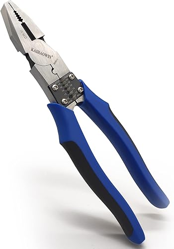Linesman - Alicates KAIHAOWIN de 8 pulgadas de alto apalancamiento, alicates combinados de acero al cromo vanadio de alta resistencia, corte