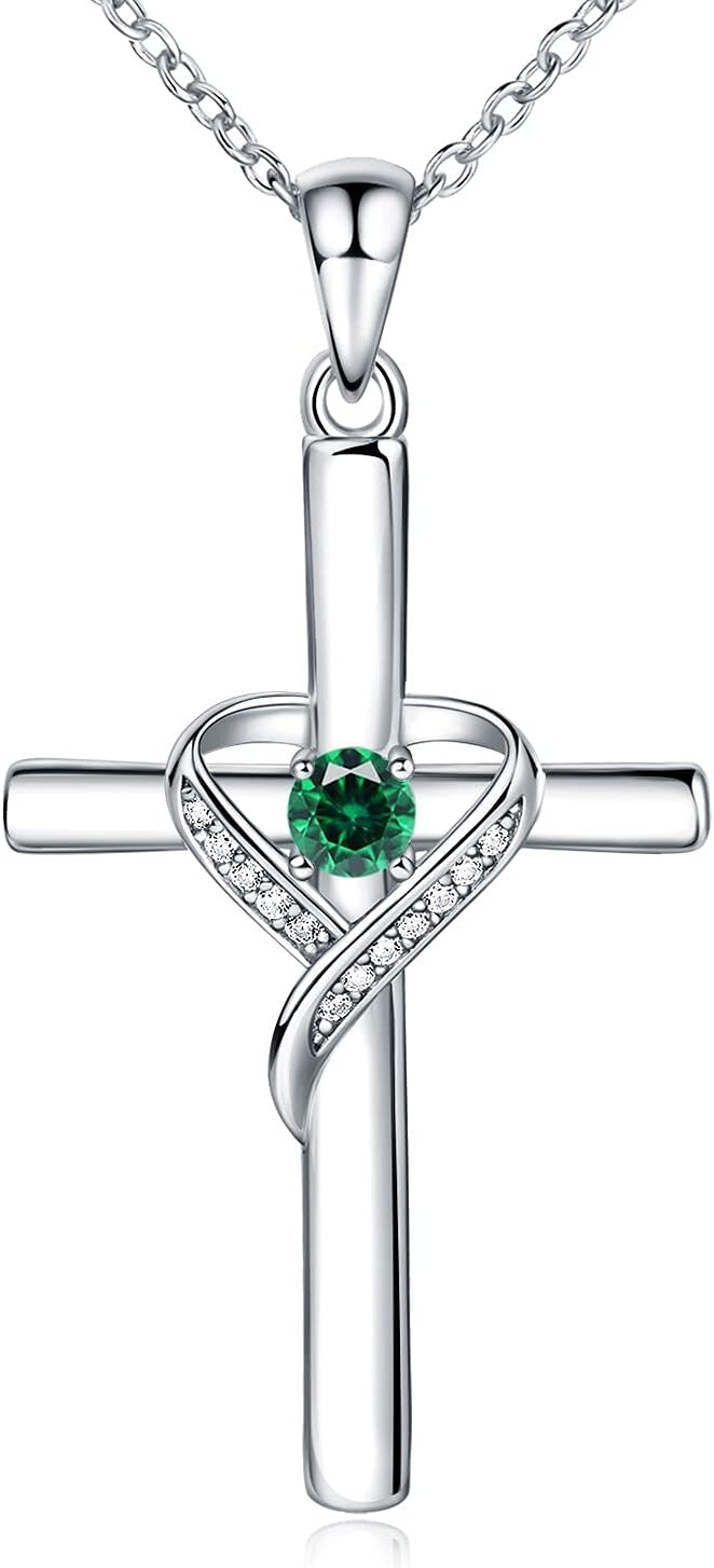 AmorAime 925 Sterling Silver Cross Necklace for Women Heart Necklaces for Mother for Festival, Vacation or Holiday