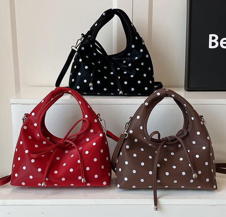 Polka Dot Tote Bag for Women Small Clutch Handbags Shoulder Chic Purse Satchel for Travel Work 6