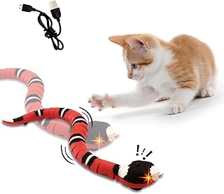 BNLLD Cat Interactive Toys Squeaky Toys for Dogs Cat Pet Toys Snake Electric Infrared Induction Snake Gag Toy, USB Rechargeable Realistic Simulation Smart Sensing RC Snake Tricky Joke Toy