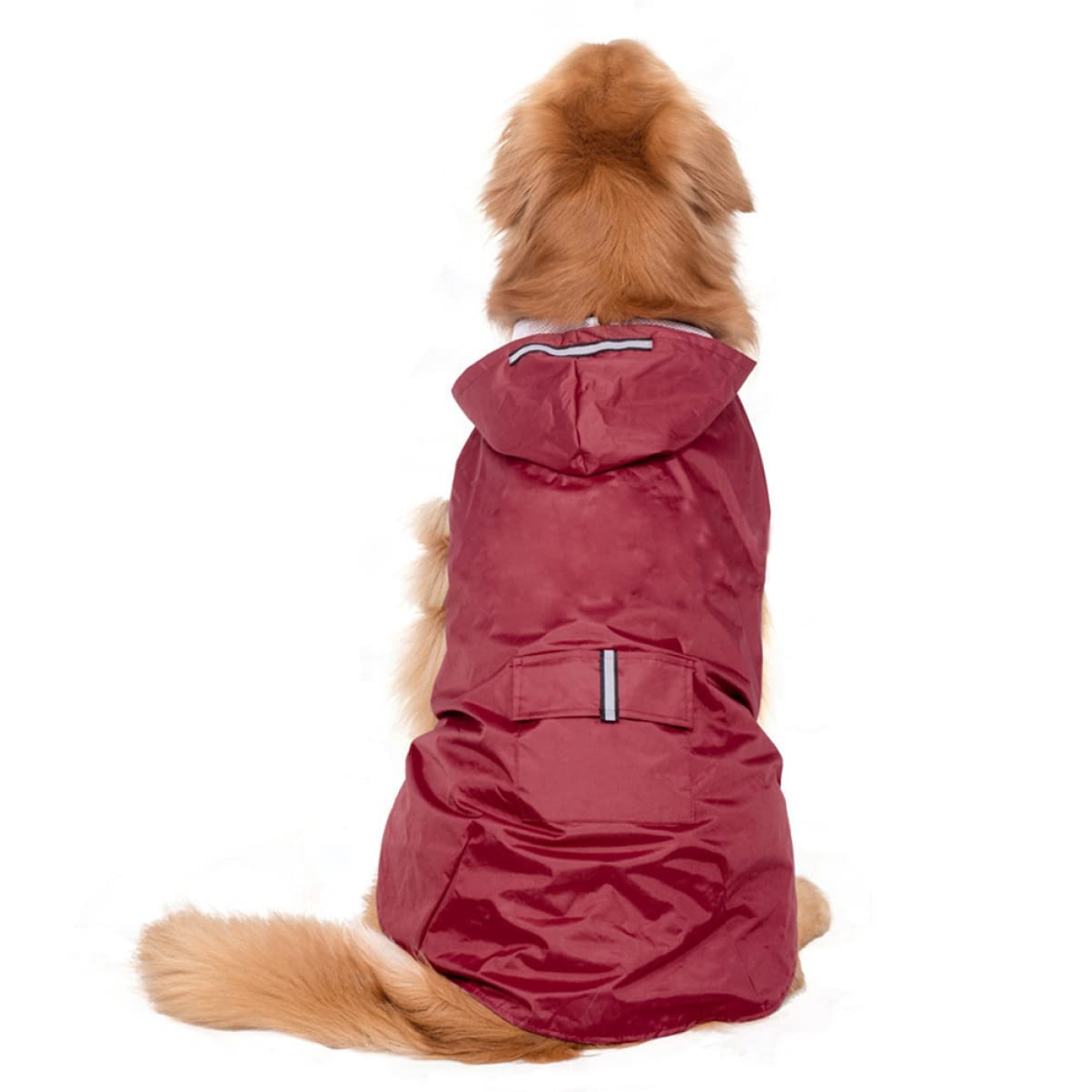 POPETPOP 3pièces Manteau De Pluie Réfléchissant pour Chiens avec Capuche Vêtement Imperméable pour Chiens Rouge Complète Et Ajustable