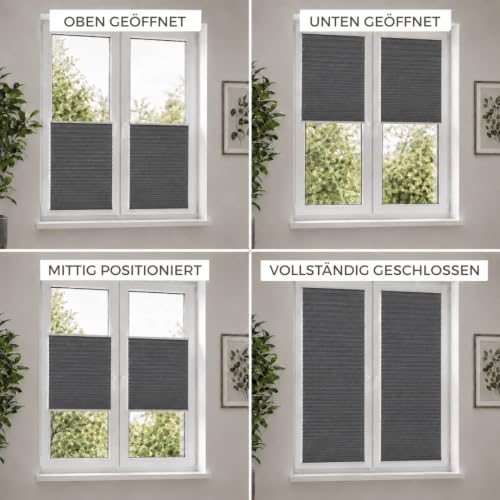Home-Vision Premium Plissee ohne Bohren Klemmfix Melange Graphit B60xH130cm – Ansicht 6