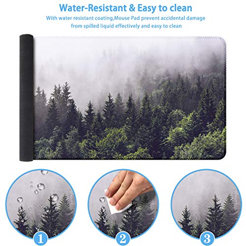 Image of iCasso Extended Gaming Mouse Pad(35.4 x 15.7inch), Large Non-Slip Rubber Base Mousepad with Stitched Edges, Waterproof Keyboard Mouse Mat Desk Pad for Work, Game, Office, Home - Forest
