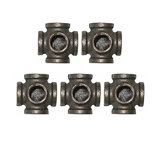 Tuyau décor acier industriel gris raccord femelle tube 5 voies pour meuble