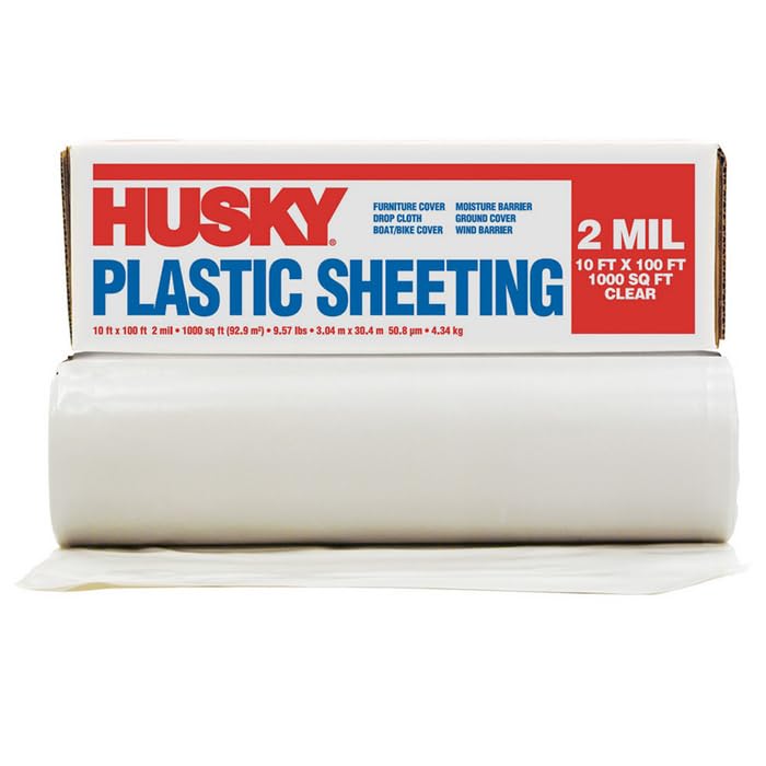 Image of 6-Rolls of 10' x 100' Poly - America RS210C Husky Clear 2-Mil Low Density Plastic Sheeting