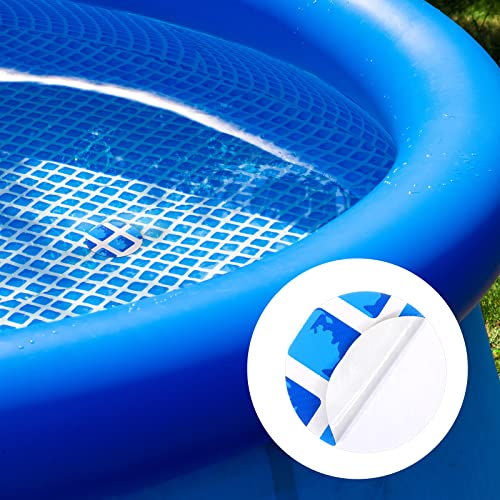 Outus 24 Pieces Vinyl Pool Repair Patch Kit Swimming Pool Liner Patches Self Adhesive Air Mattress Patch For Tent, Canvas, Inflatable Pool Floats, 4 Inch (Blue White Plaid) #TOP4