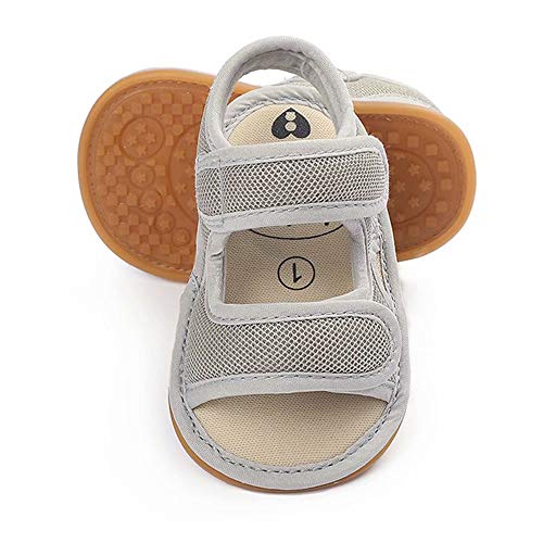 Baby Girls Boys Sandals Premium Breathable Anti-Slip Rubber Sole Infant Summer Outdoor Shoes Soft Toddler First Walkers (3-6 Months Infant, A-Grey)