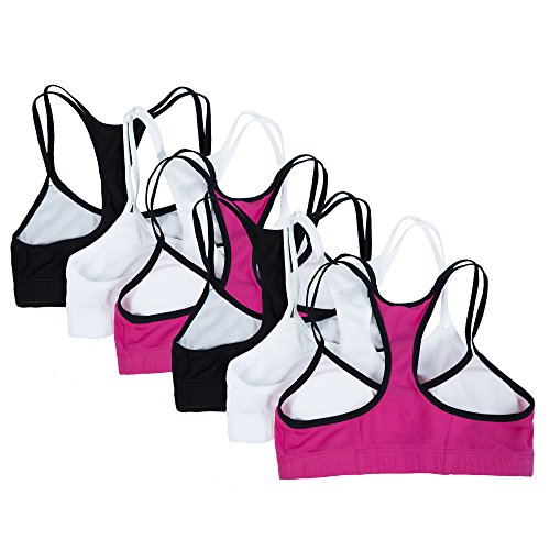 Image of Fruit of the Loom Girls' Cotton Spaghetti Strap Sport Bra | Spaghetti Strap Tween Bra, First Starter Bra for School Sports & Dance Pull-Over & Tagless Girls 8-10 10-12 12-14 14-16