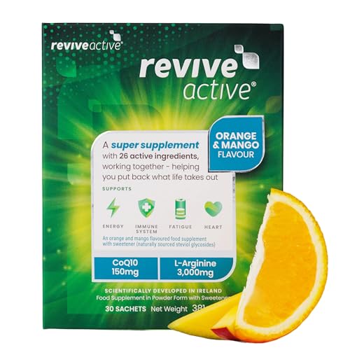 Revive Active Super Supplement - 26 Active Ingredients in 1 Daily Sachet - Vitamin C D K2 Coq10 L-Arginine - Supports Overall Health Immune System & Fatigue Reduction - 30 Day Supply