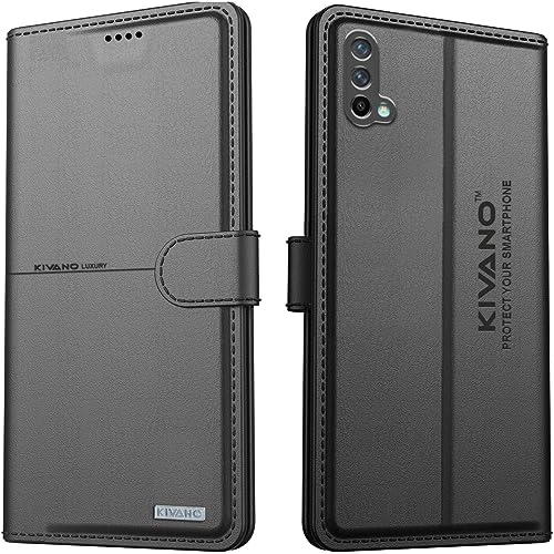 Image of KIVANO Compatible with OnePlus Nord CE 5G Flip Cover | Leather Finish | Inside Pockets & Inbuilt Stand | Shockproof Wallet Style Magnetic Closure Back Cover Case