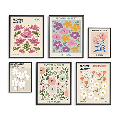 Mid Century Modern Decor - Abstract Minimalist Wall Art - Henri Matisse Art - Museum Gallery Wall Poster Pictures - Danish Pastel Art Print - Set Of 6 - Preppy Aesthetic Print - Flower Market Wall Art #TOP5