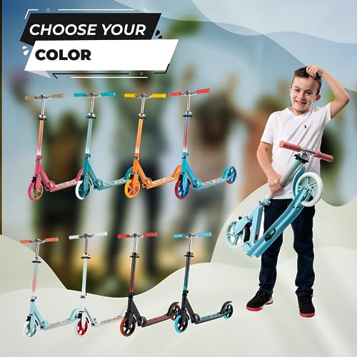 Kicksy - Kick Scooter For Kids Ages 8-12 & Scooter For Teens 12 Years And Up- Big Wheel Scooter For Stability - 2 Wheel Scooter For Boys & Girls- Foldable Kick Scooter Adult - Up To 220 Lbs Malibu #TOP7