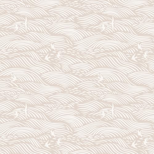 Kitico Peel and Stick Wallpaper Beige Wave & Swallow Pattern Waterproof Vinyl Self-Adhesive Wall Covering for Living Room Bedroom Kitchen Cabinet Furniture Decor 17"x 200"
