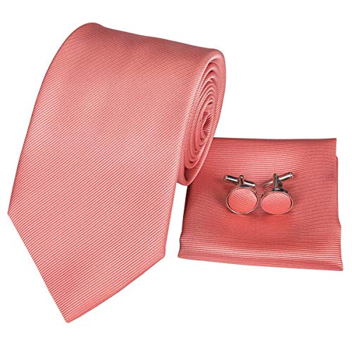 Image of Dubulle Mens Paisley Floral Silk Tie for Men Striped Necktie and Pocket Square Cufflinks Set Wedding Business