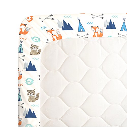Nojo Aztec Mix & Match 100% Cotton Grey/Fox Fitted Crib Sheet, Navy, Orange, Aqua, Ivory #TOP3