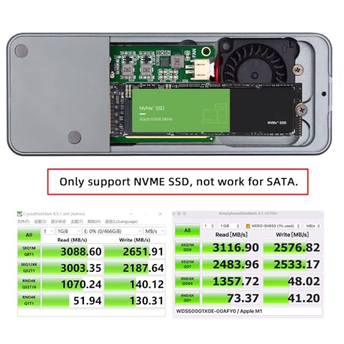 Enclosure USB-C 40Gbps para SSD NVME M-Key ASM2464 miniatura 6