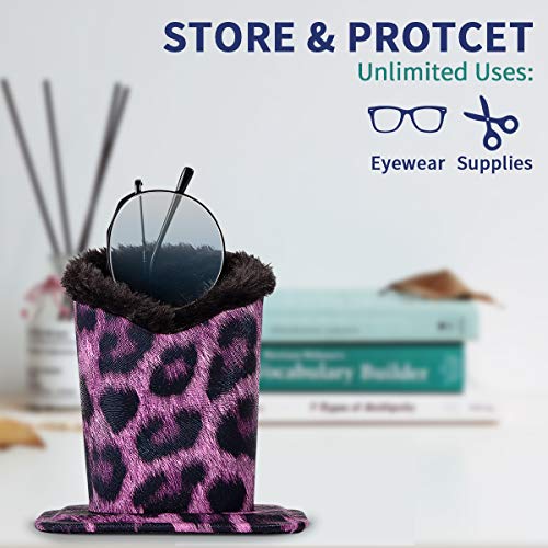 Image of 2 Pcs a Set, Plush Lined Eyeglasses Holder Stand Case Protective Glasses Case for Desks