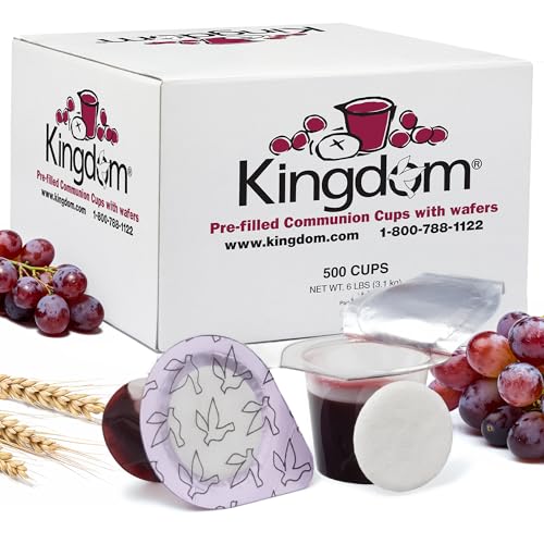 Kingdom Easy Open Prefilled Communion Cup with Wafers(500ct) Sealed in a Single-Serving Container with Upto 1-Year Shelf Life, Perfect for Holy Eucharist Celebration in Hospitals, Summer Camps &amp; More!