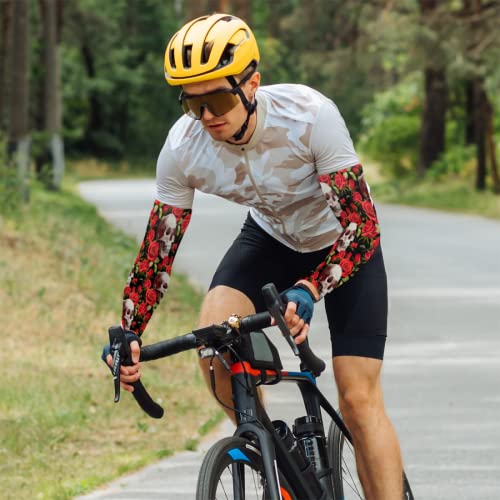 Mangas de braço para homens e mulheres, proteção solar UV caveira rosa, mangas de golfe, manga de co