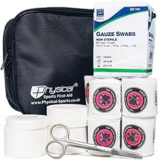 Physical Sports First Aid Boxing Hand Wrap Kit | Inc Gauze, Tape, Swabs and Scissors