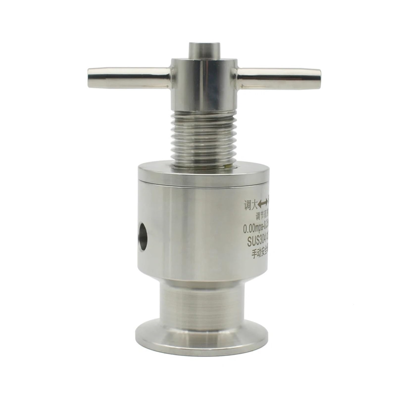 Válvula de Seguridad Reductora presión Sanitaria Ajustable Tres Clips 1,5", 0,5-5 Bar, Acero Inoxidable SS304